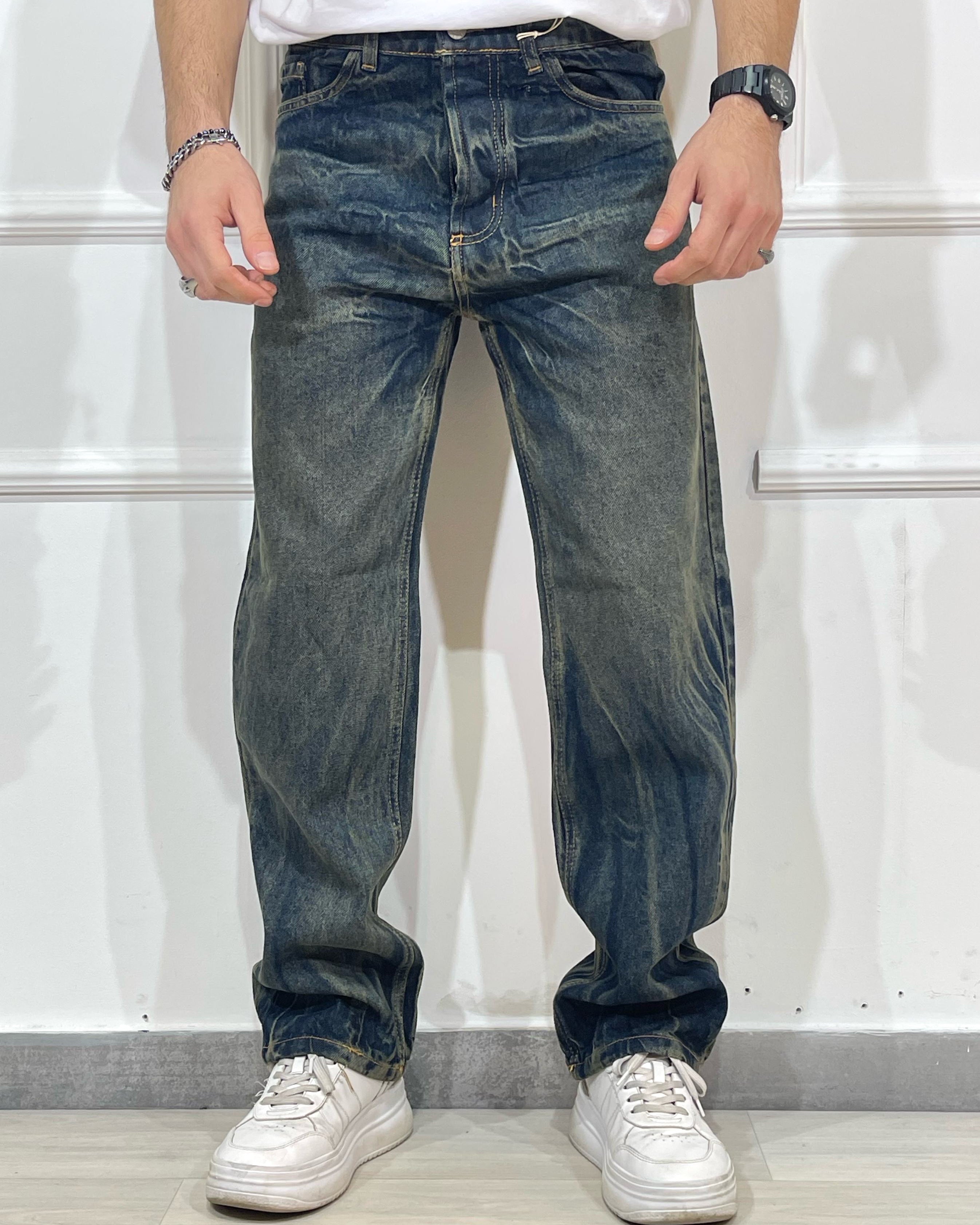 QBRICK 576 Jeans Baggy Uomo Vestibilità Regolare