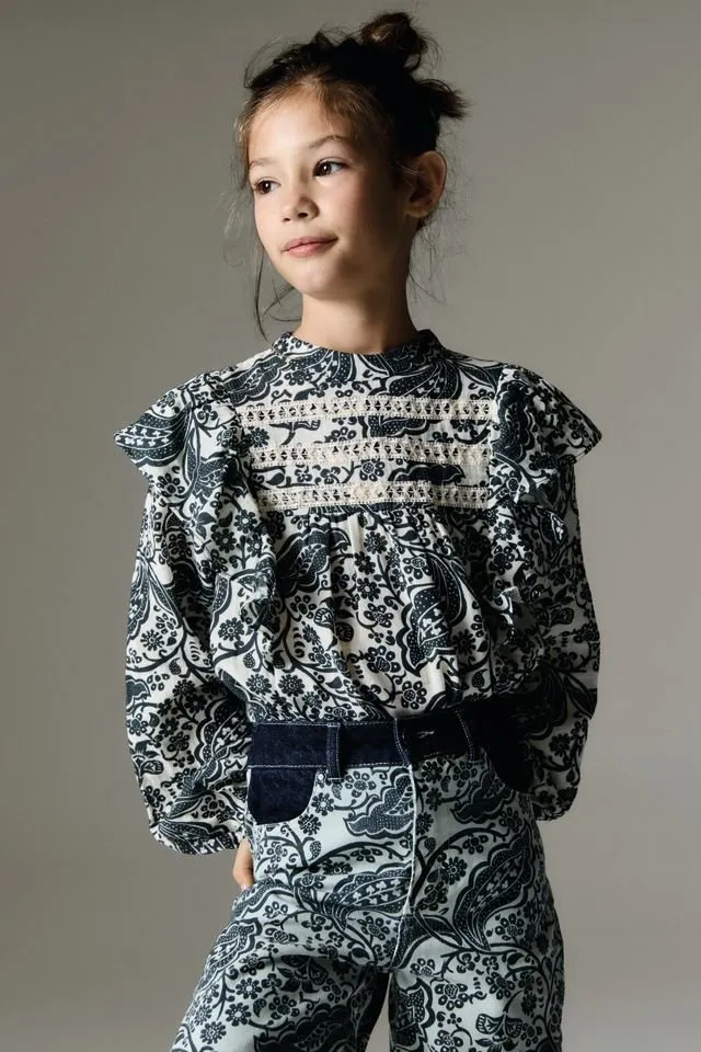 The New Society Jaipur camicetta cotone bambina blu