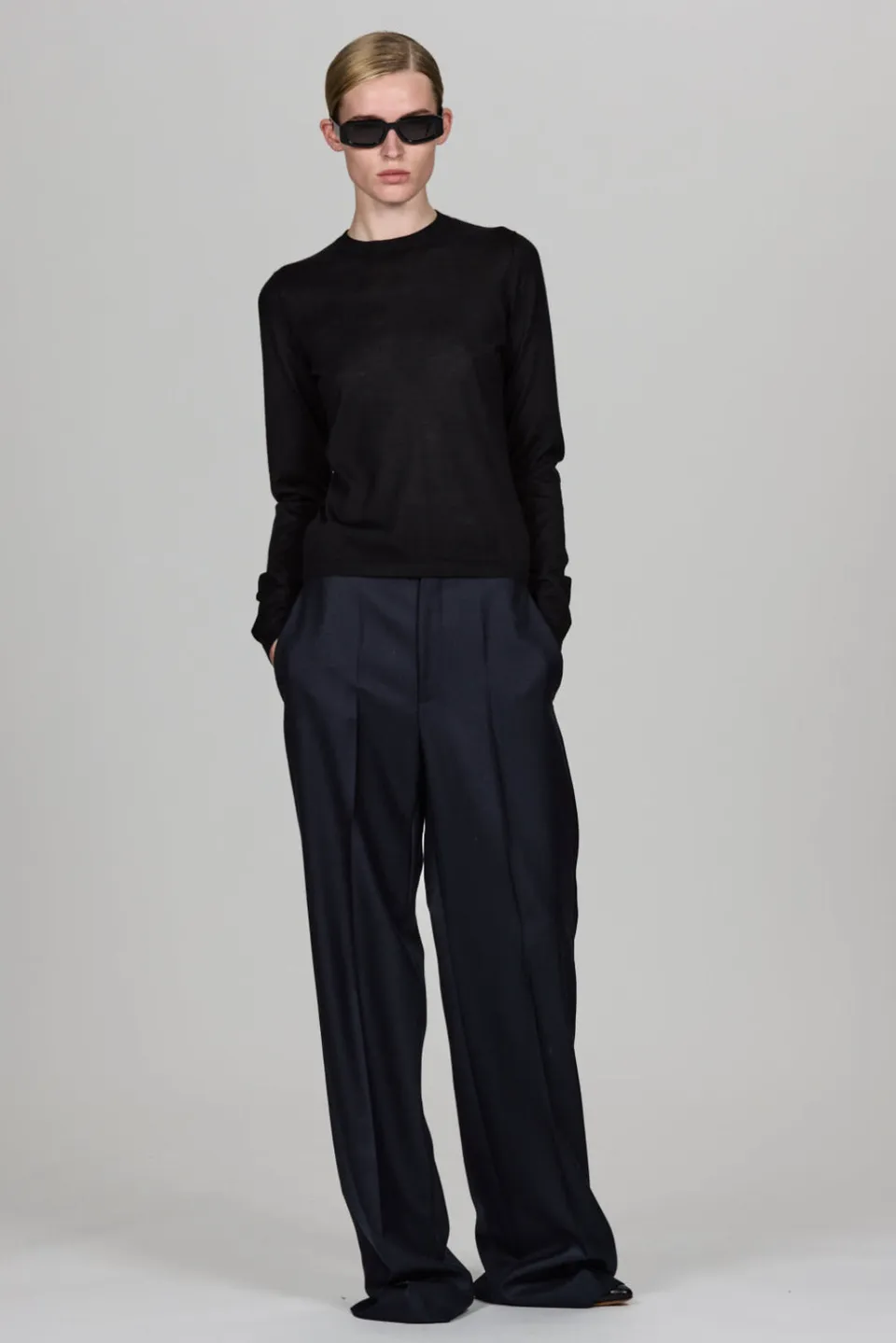 Sa Su Phi pantaloni tuxedo in flanella vita alta