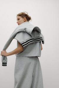The New Society Mochi polo donna grigio melange cotone