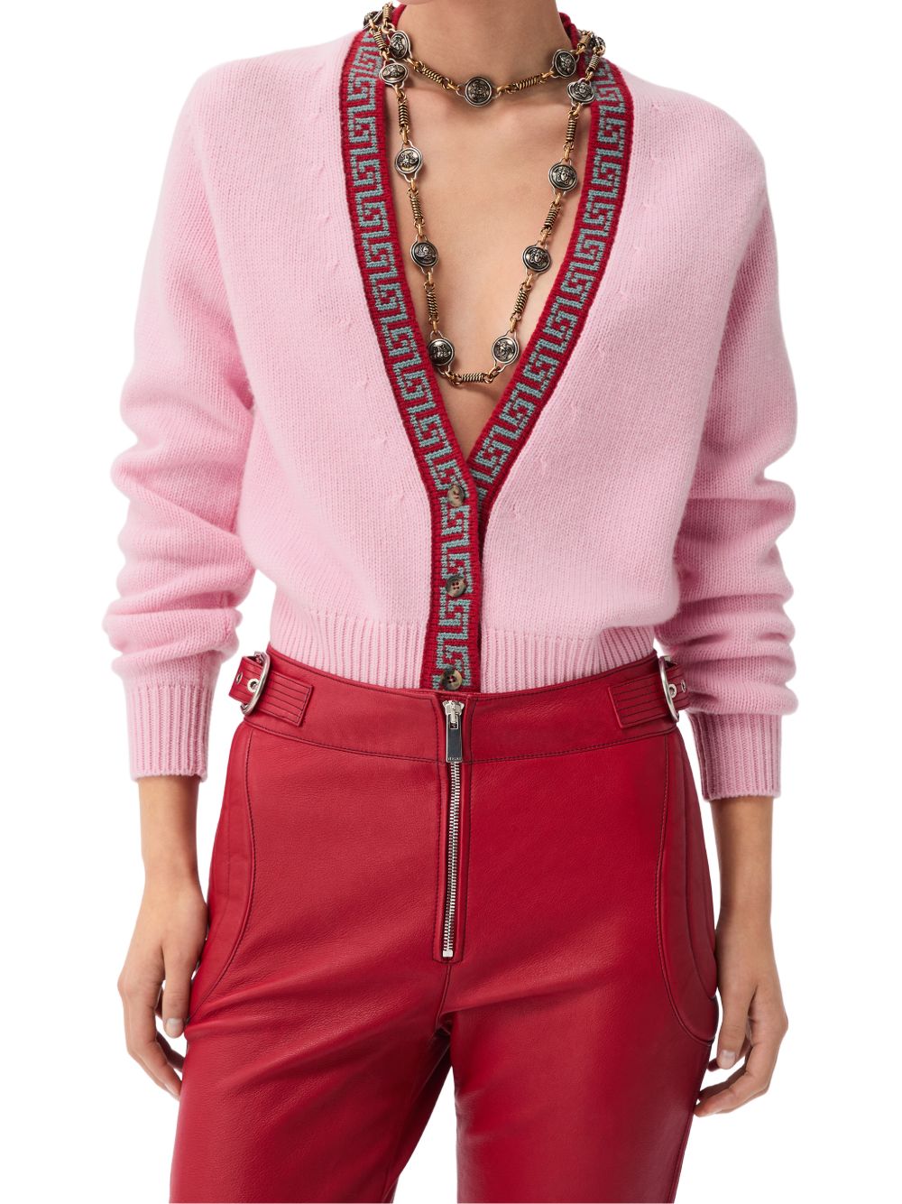 Versace 1026767 cardigan rosa pastello donna