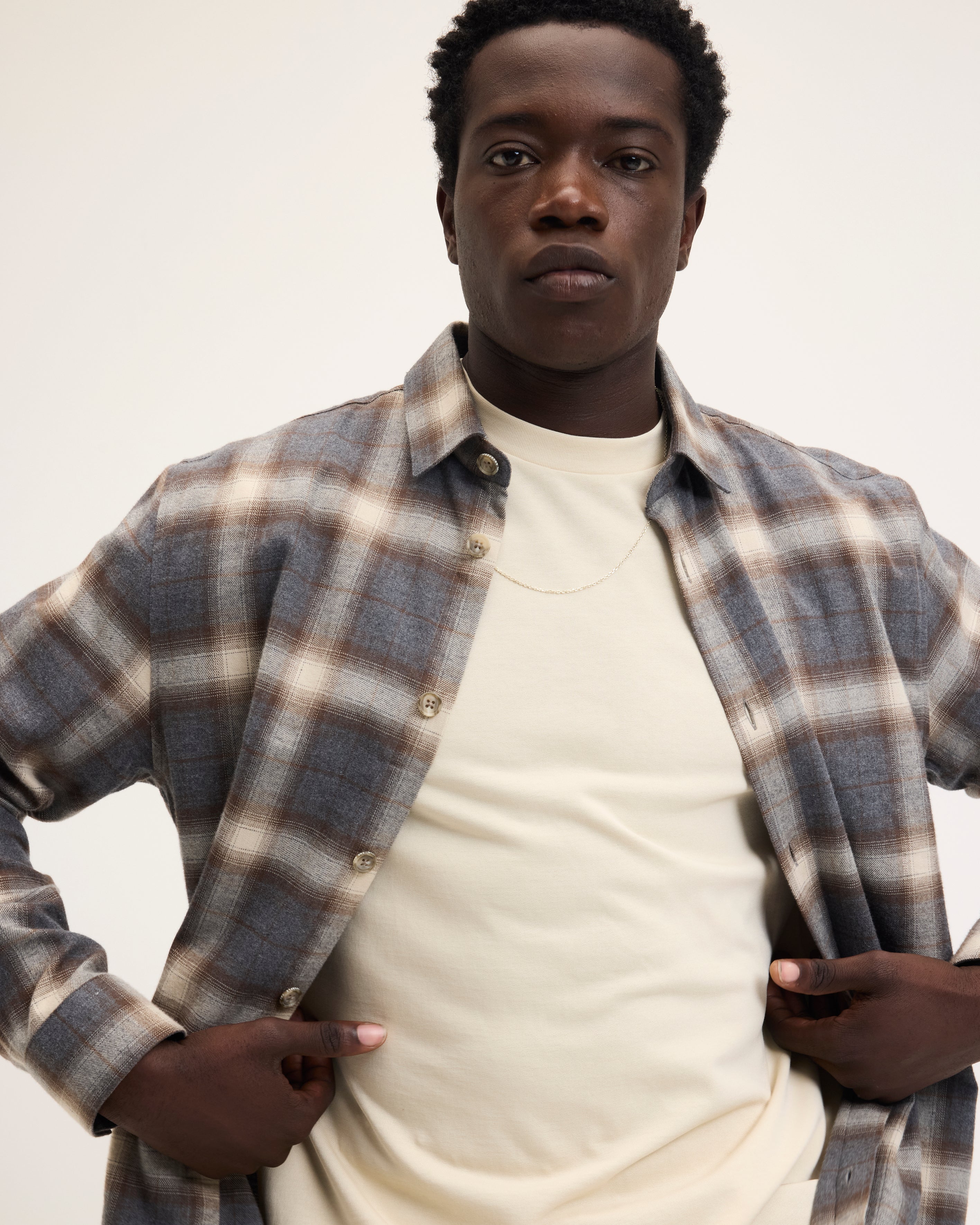 GOODPEOPLE Sammie camicia a quadri grigia cotone
