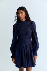 The New Society Nora Abito Donna Infinite Navy Seersucker