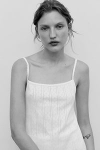 The New Society Romero top donna ecru spalline cotone