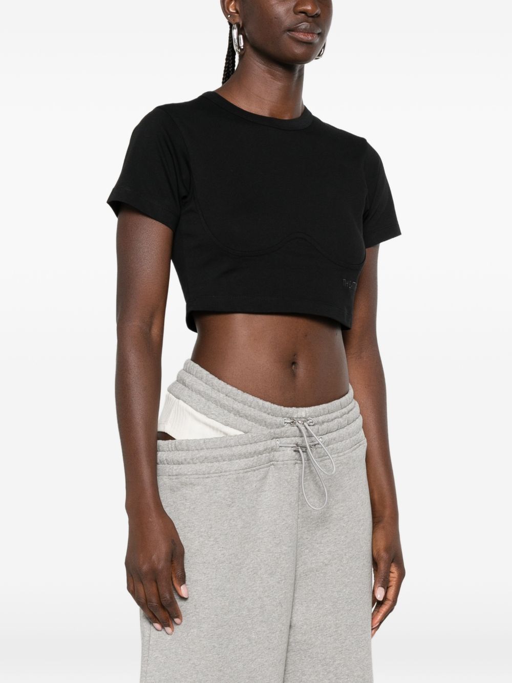 The Attico 261WCT00364 t-shirt nera donna crop