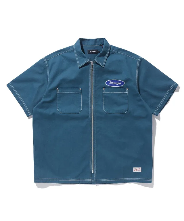 X-Large Zip Up S/S camicia lavoro maniche corte cotone