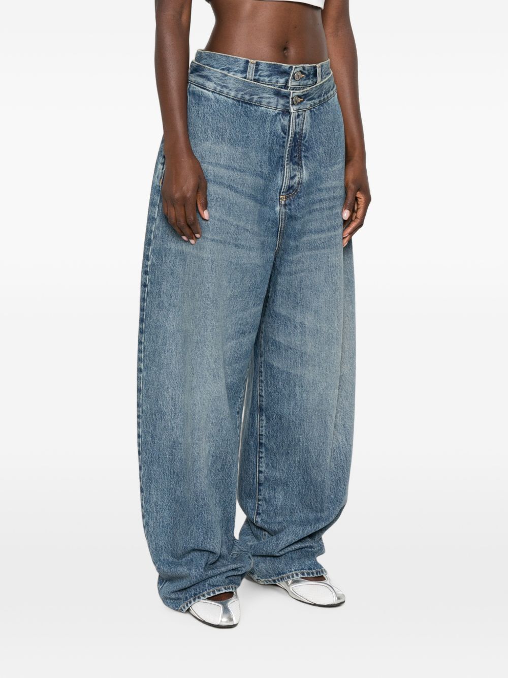 The Attico 261WCP00322 jeans donna blu gamba larga