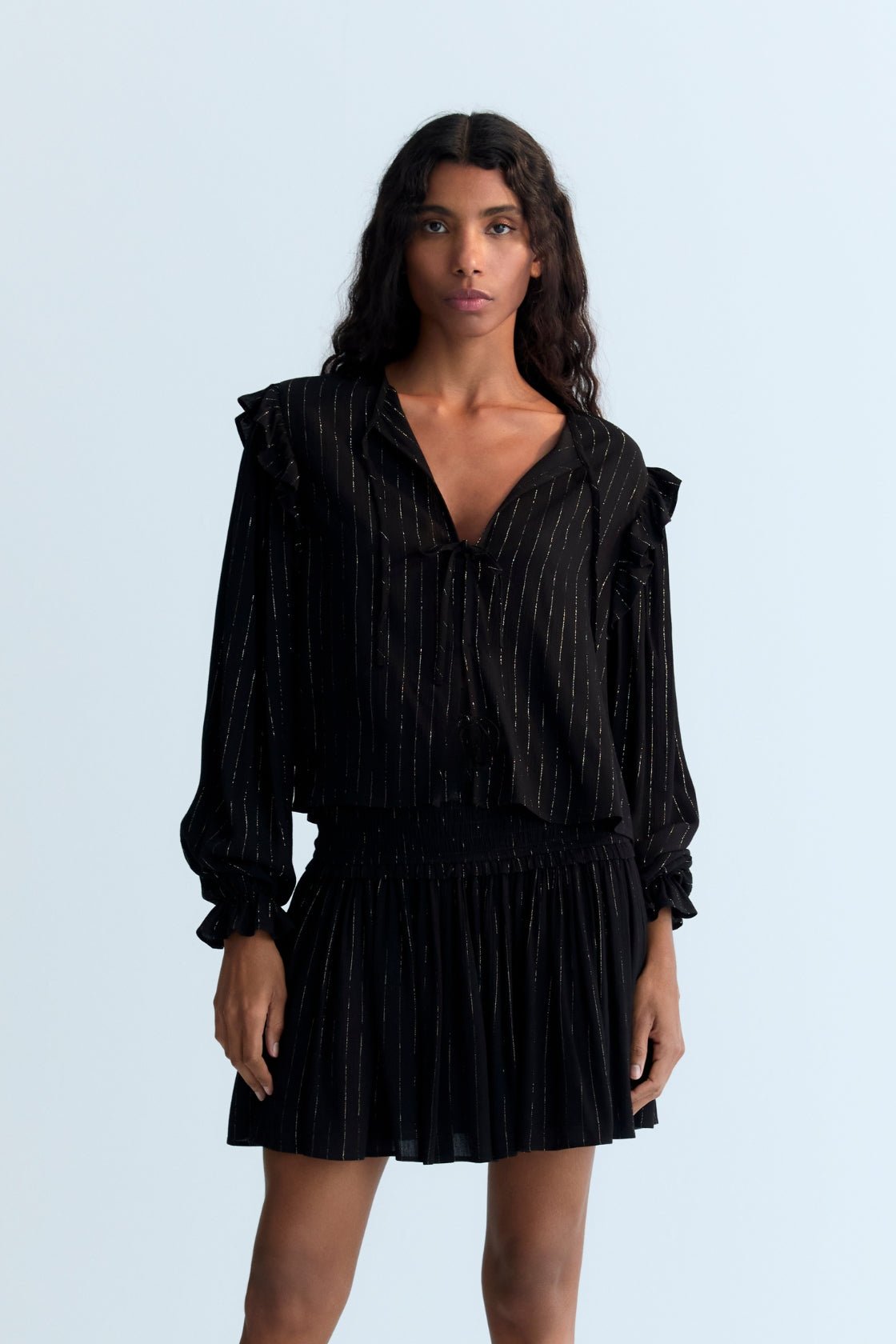 The New Society Lua blusa nera viscosa lurex