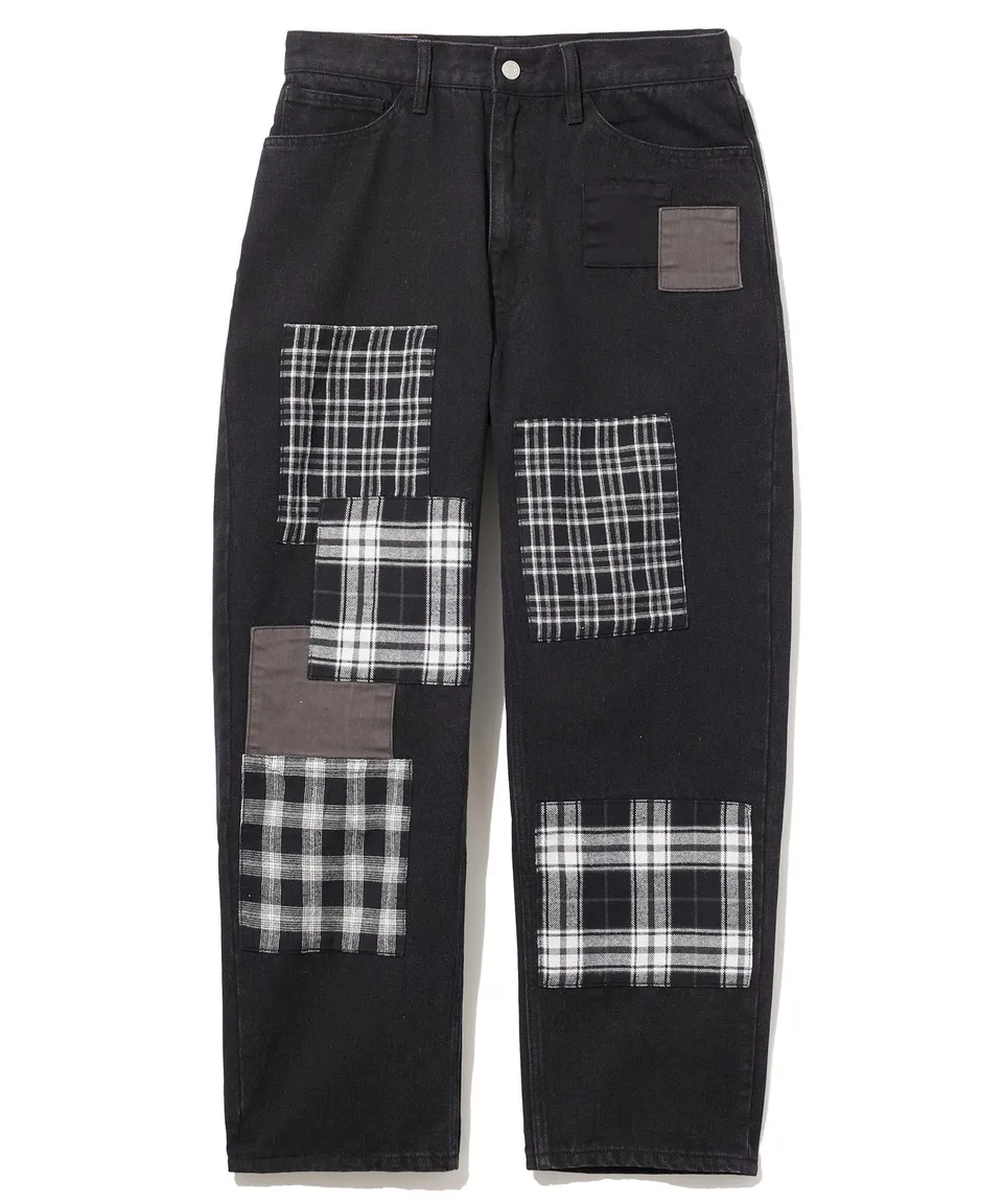 X-Large 5Pocket Patchwork Pantaloni Neri 32 Cotone