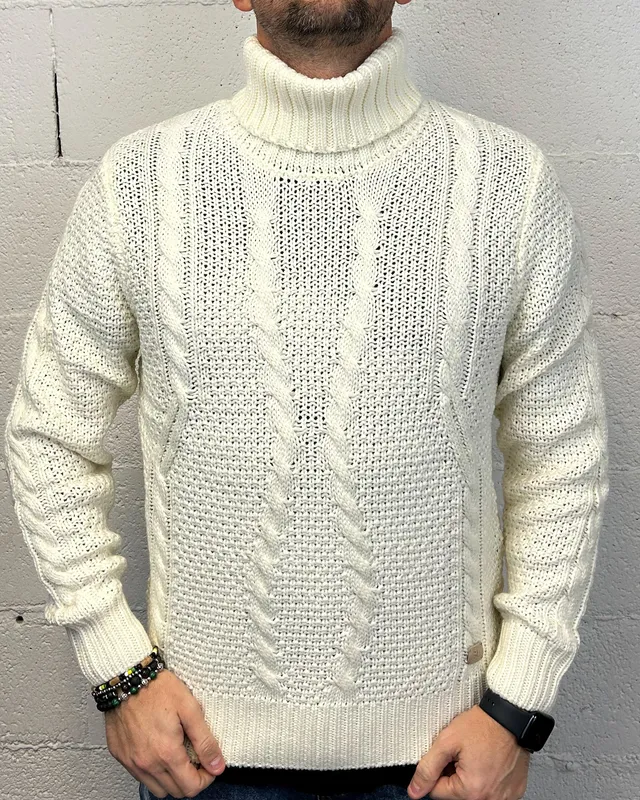 ONLYONE GIANNI LUPO dolcevita trecce bianco