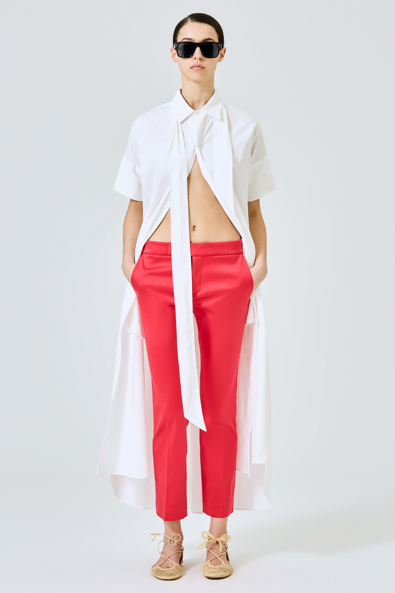 Sa Su Phi Daria abito camicia cotone bianco lungo