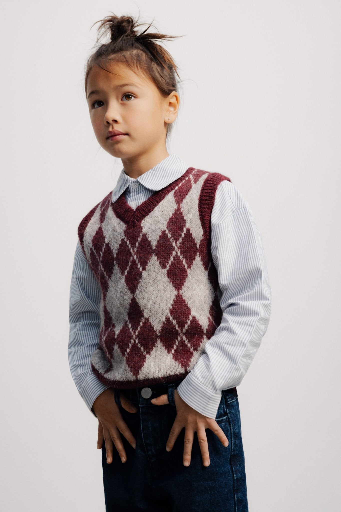 The New Society Dune gilet jacquard rombi mohair