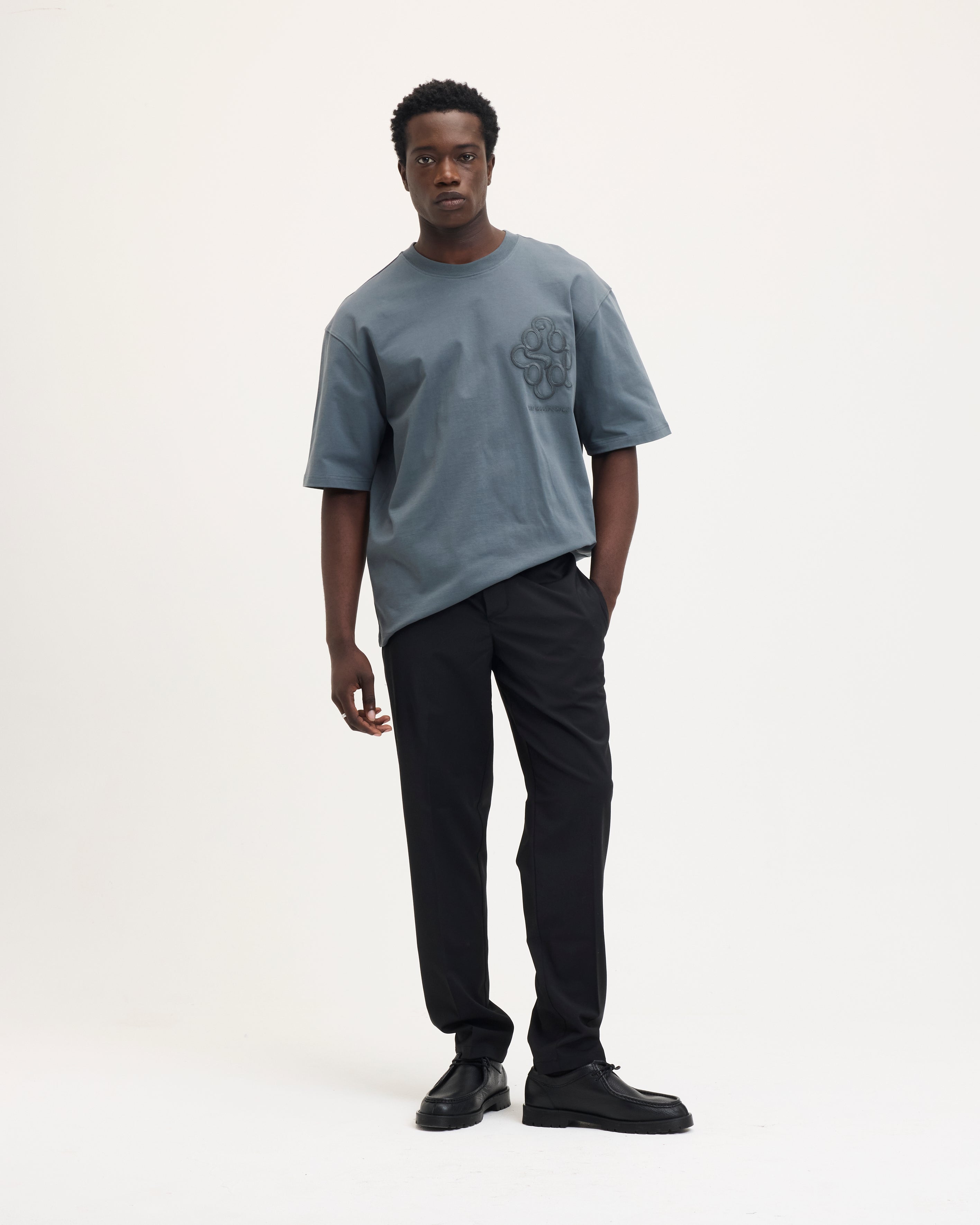 Goodpeople Thomas t-shirt verde ricamo cotone loose