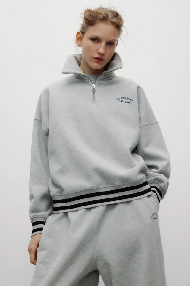 The New Society Mochi polo donna grigio melange cotone