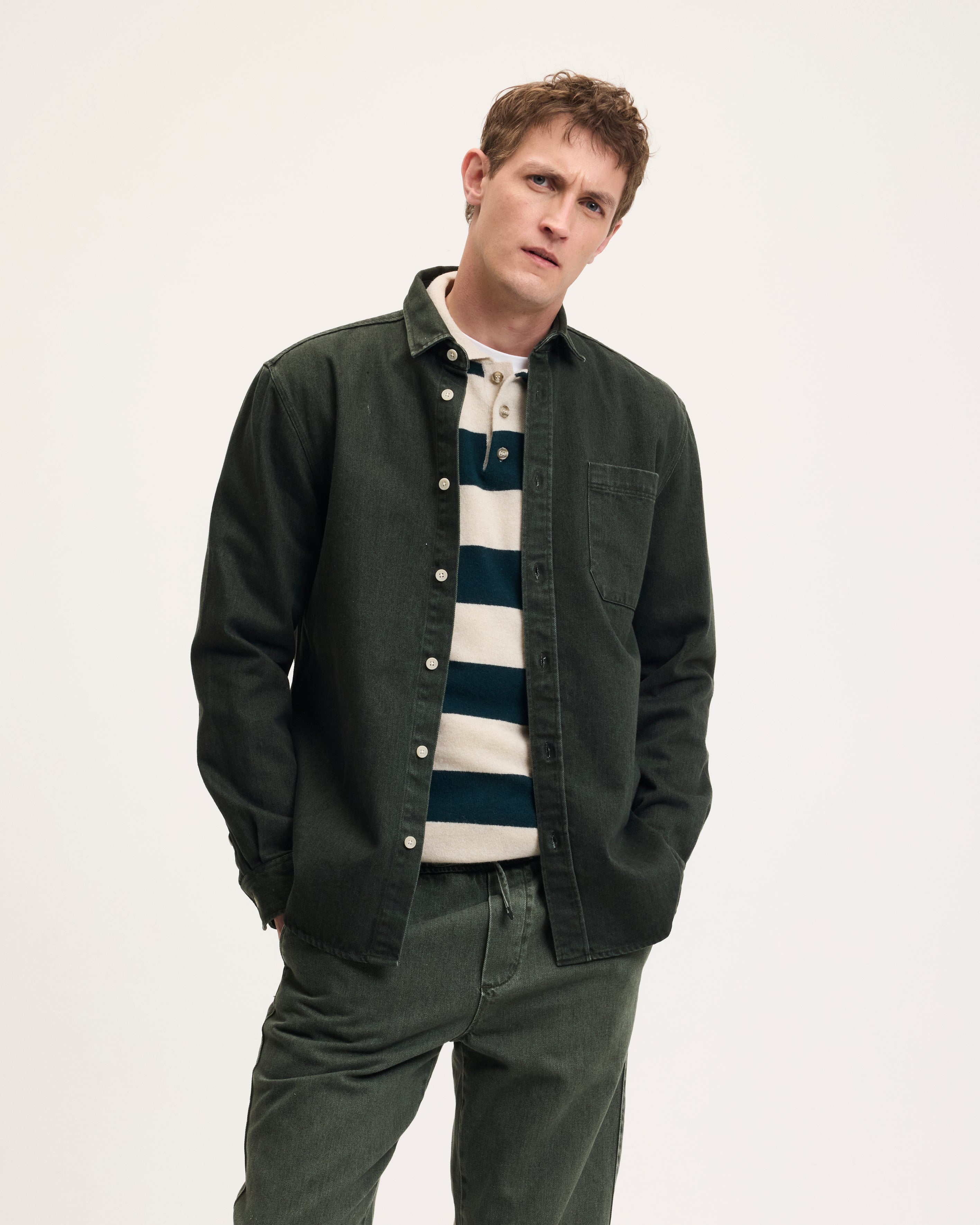 Goodpeople Stanford camicia denim verde rilassata