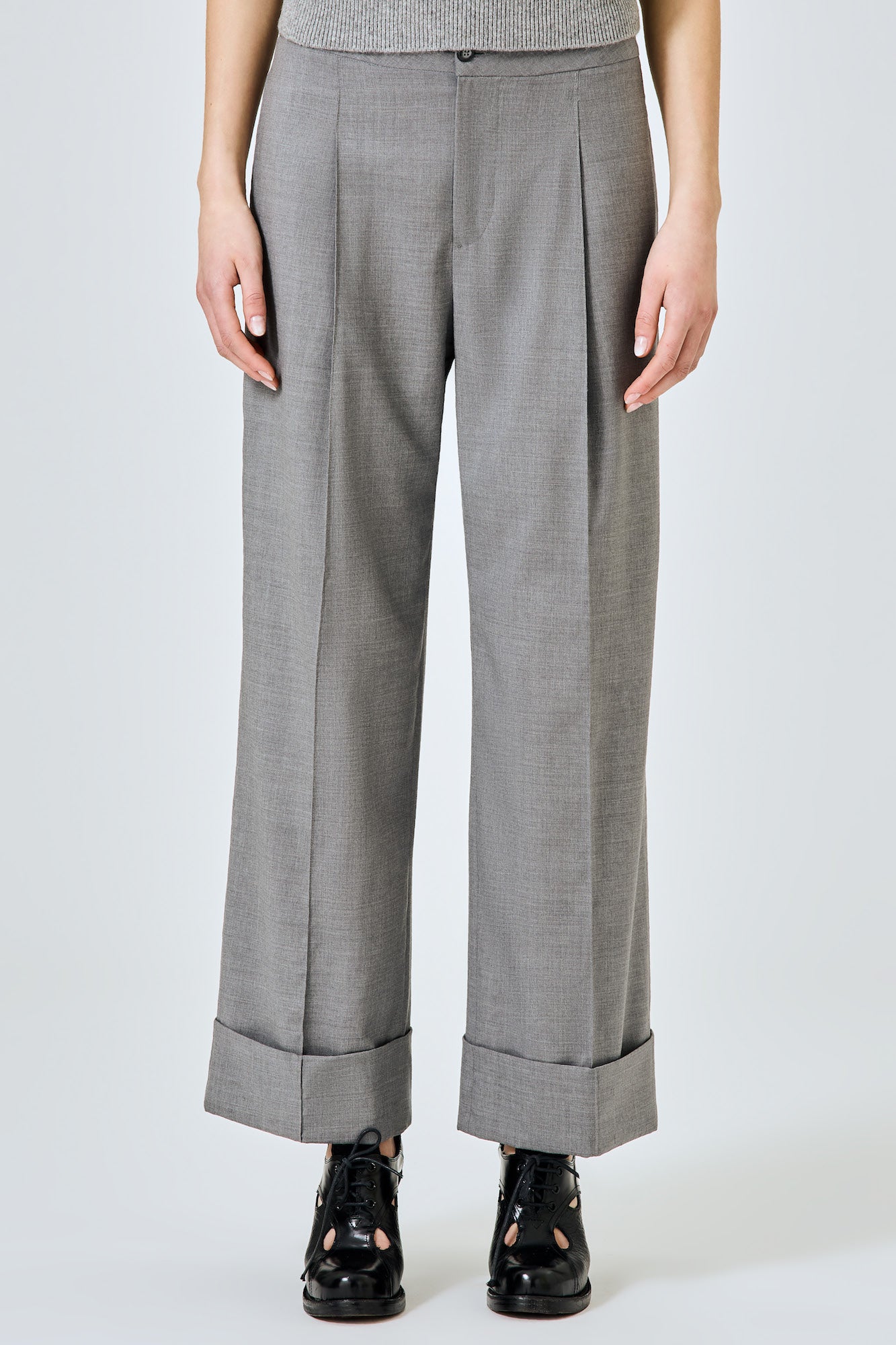 Sa Su Phi Bella pantaloni lana con risvolti grigio