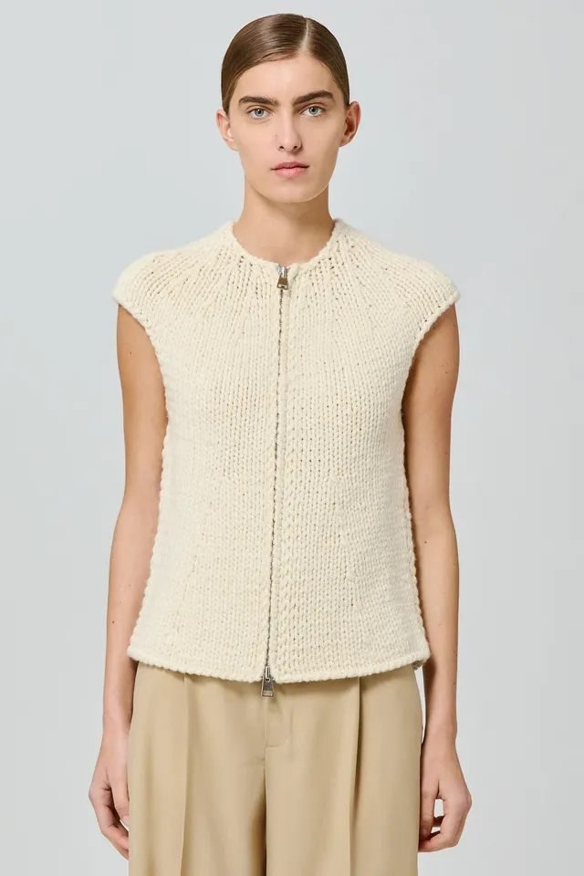 Sa Su Phi cardigan senza maniche cashmere avorio taglia 40
