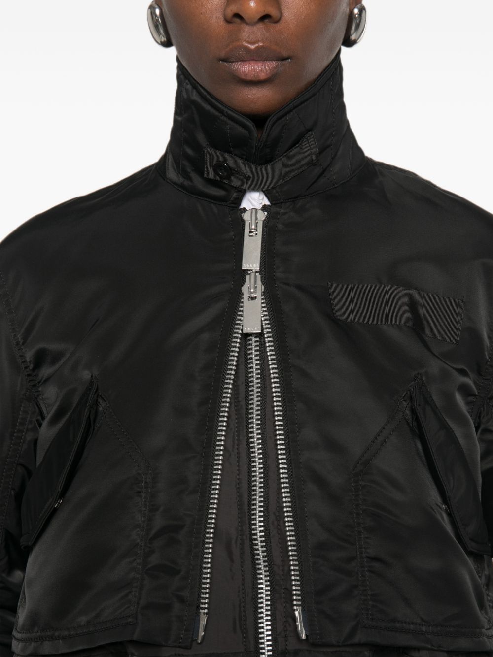 Sacai 26-08582 bomber donna nero invernale
