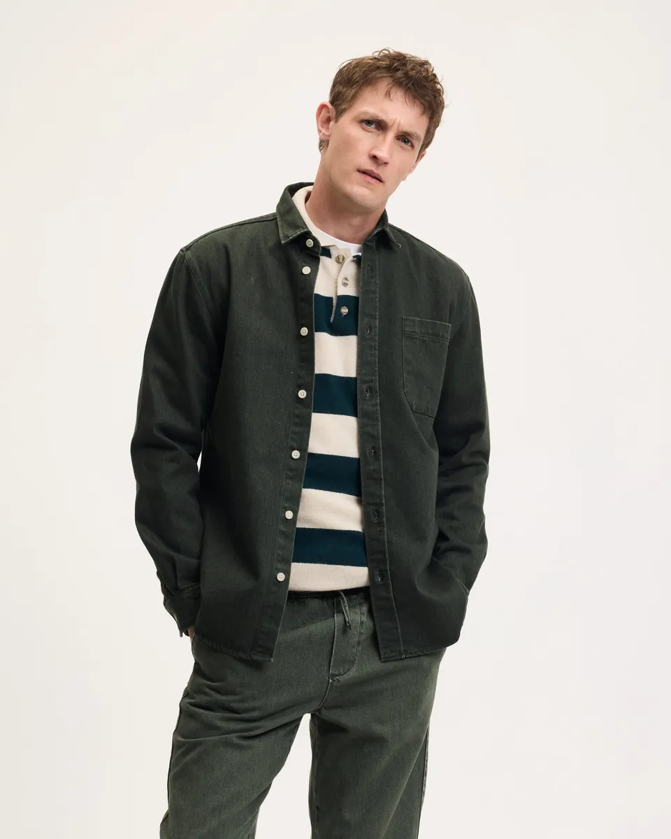 Goodpeople Stanford camicia denim verde rilassata