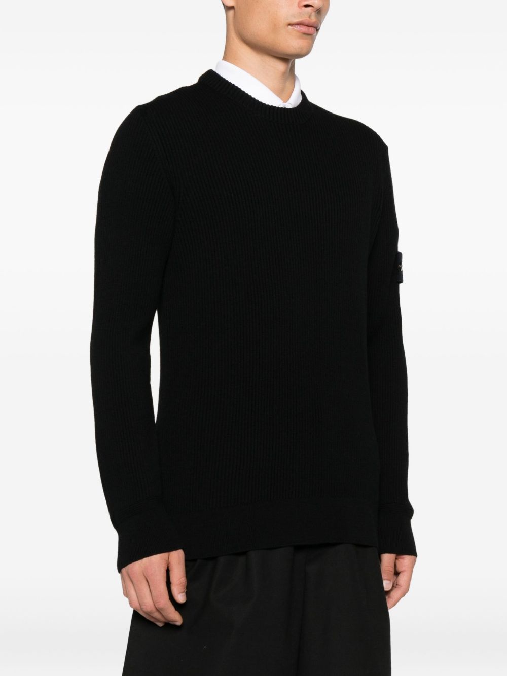 Stone Island 5100053 felpa uomo nera lana vergine