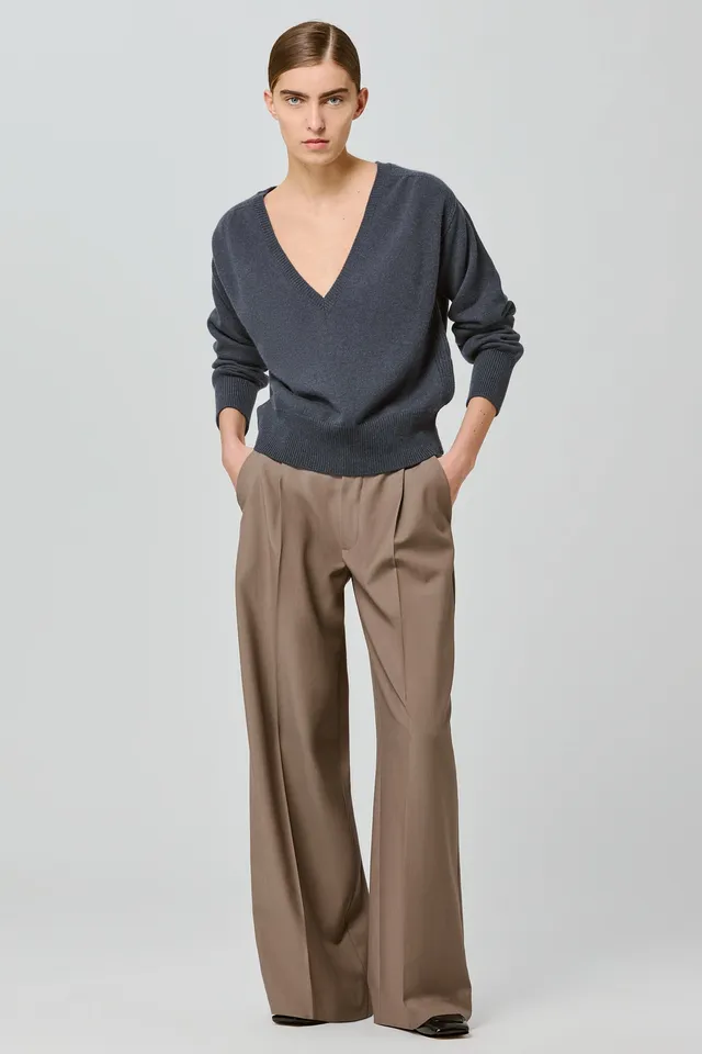 Sa Su Phi maglione scollo V cashmere blu scuro