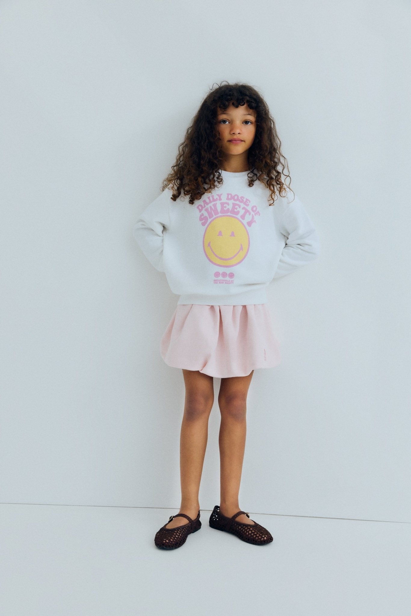The New Society SmileyWorld Sweatshirt felpa bimba Pure Cloud