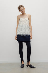 The New Society Polka top donna pois in viscosa con pizzo