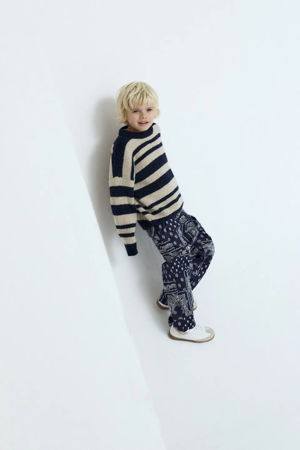 The New Society Luis Print pantaloni bambino flanella cotone