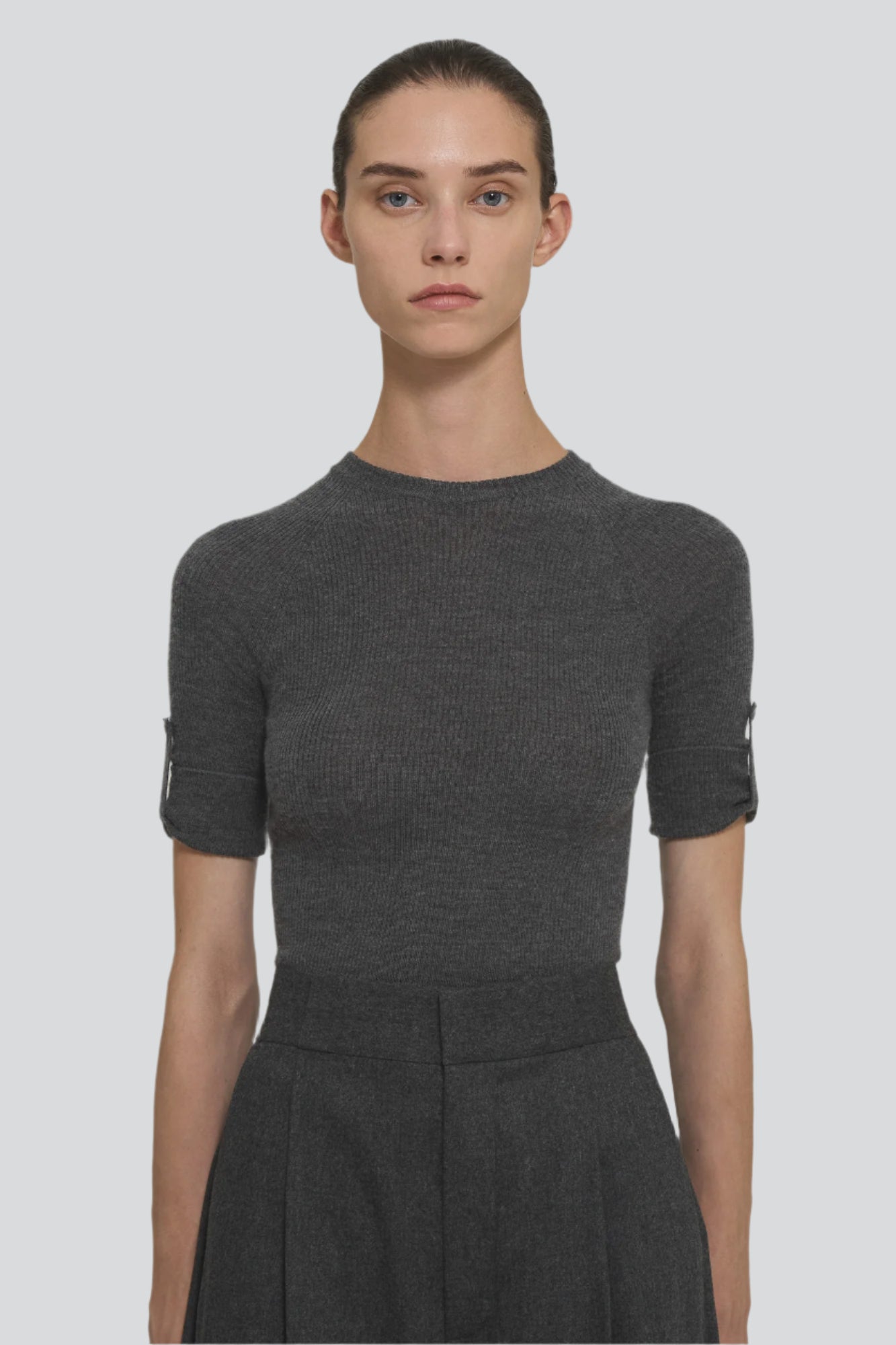 Sa Su Phi maglia girocollo coste cashmere grigia 38