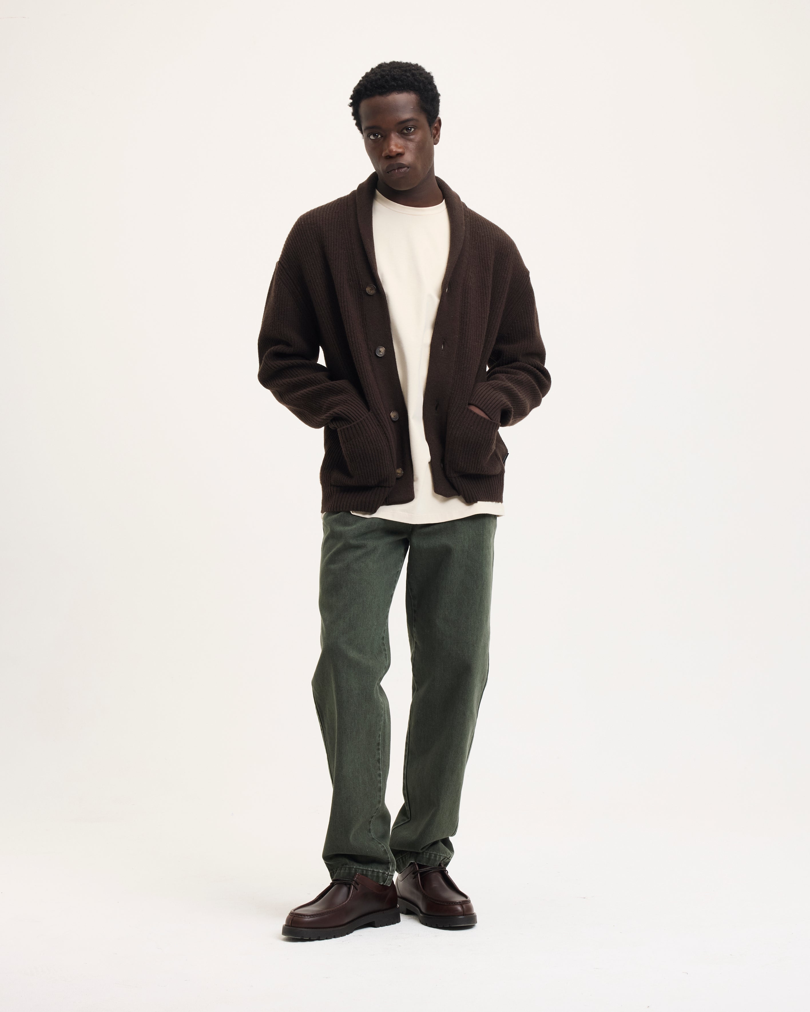 Goodpeople Kardigan gilet marrone bottoni cotone