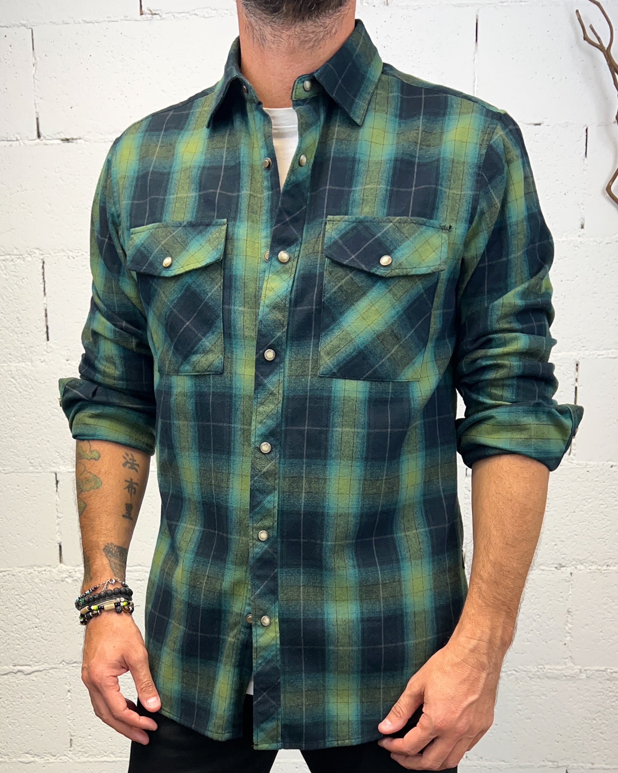 ONLYONE GIANNI LUPO Forest camicia verde regolare