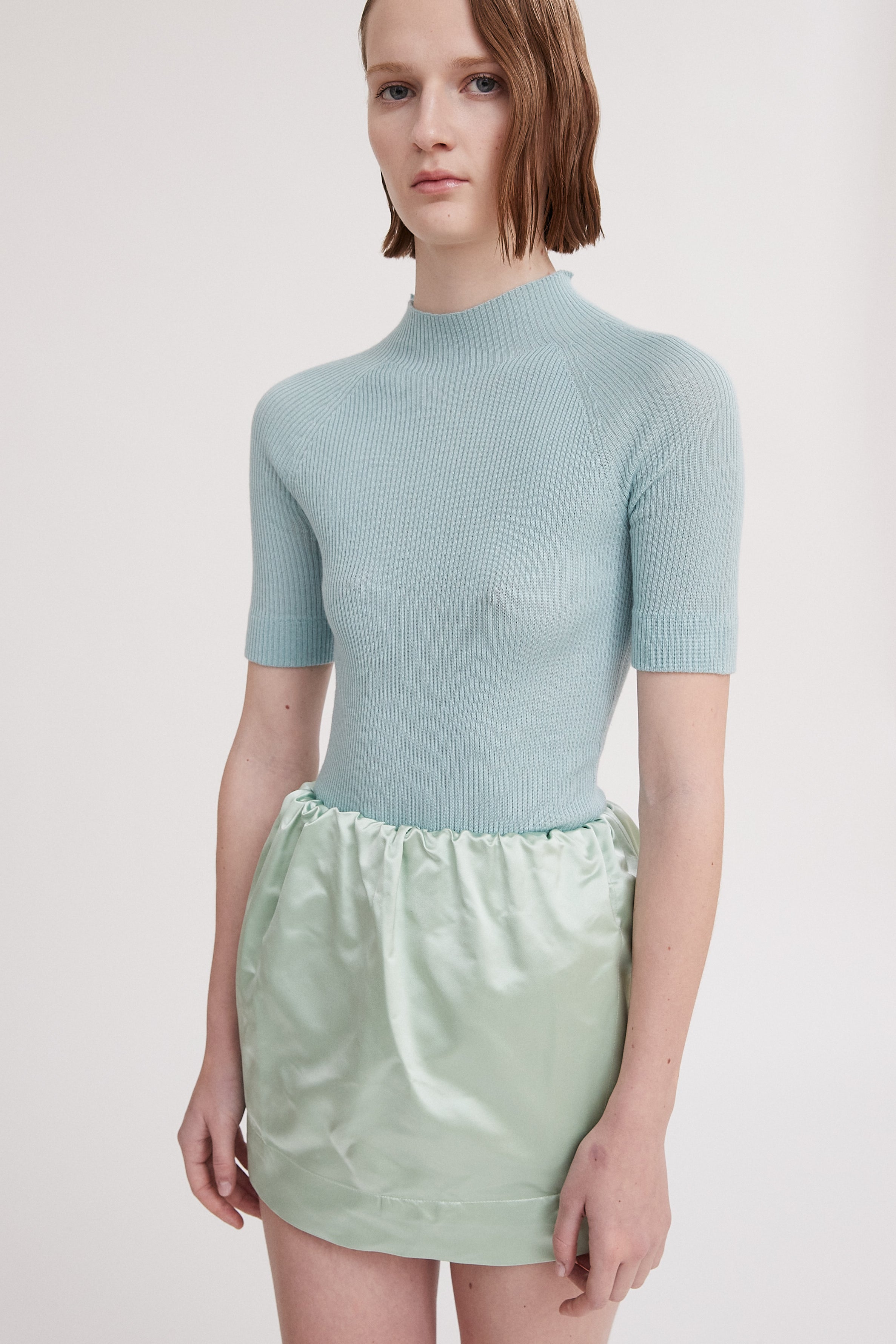 Sa Su Phi maglione lupetto maniche corte cashmere e seta coste