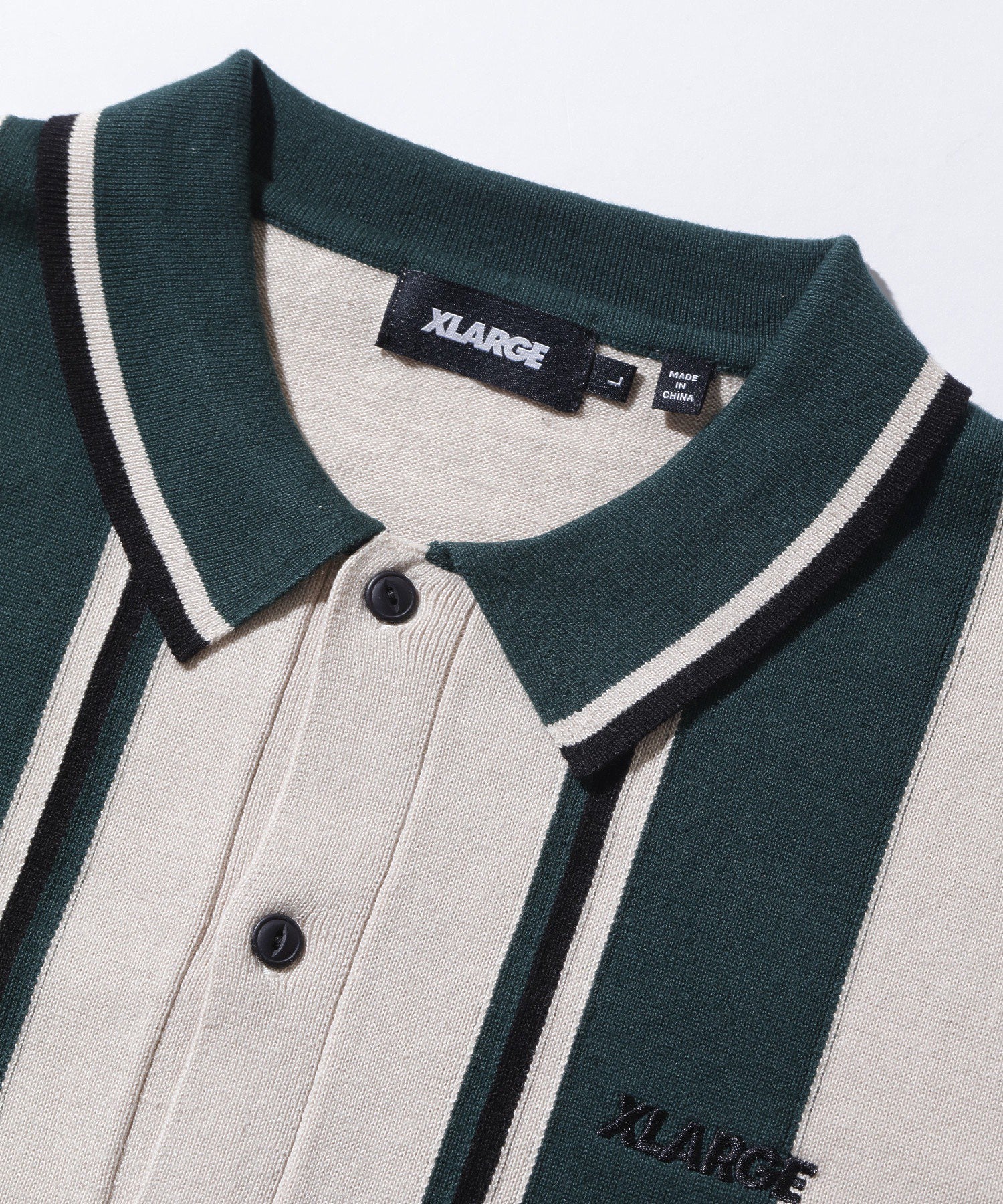 X-Large Line Knit polo beige cotone
