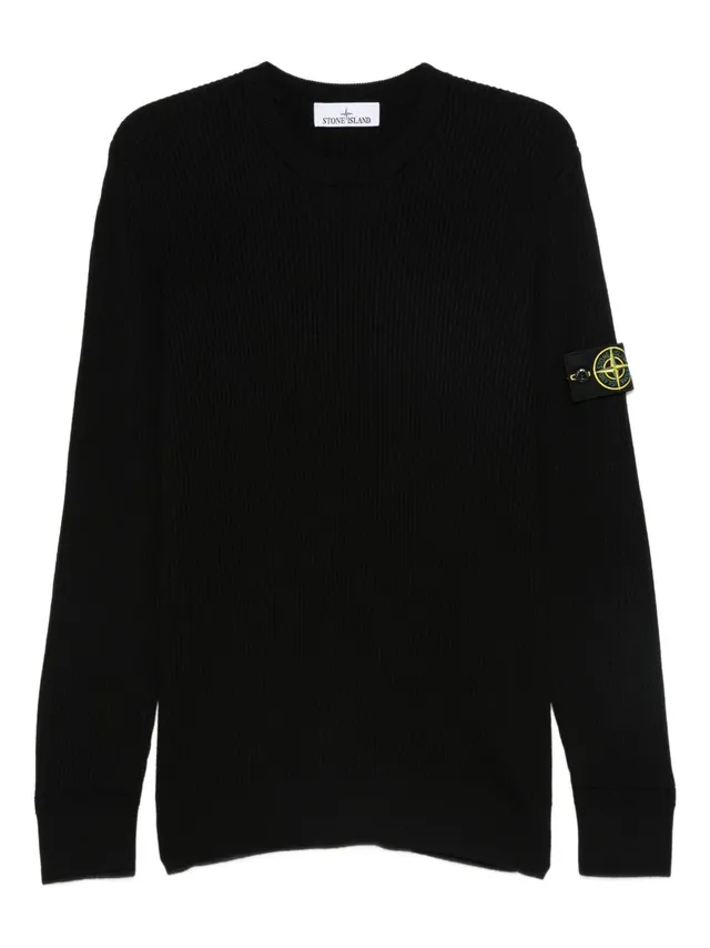 Stone Island 5100053 felpa uomo nera lana vergine