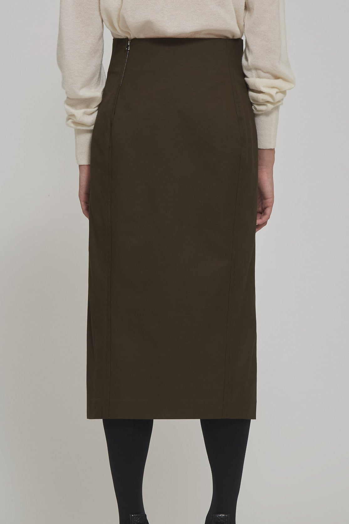Sa Su Phi Marine gonna midi gabardina verde militare