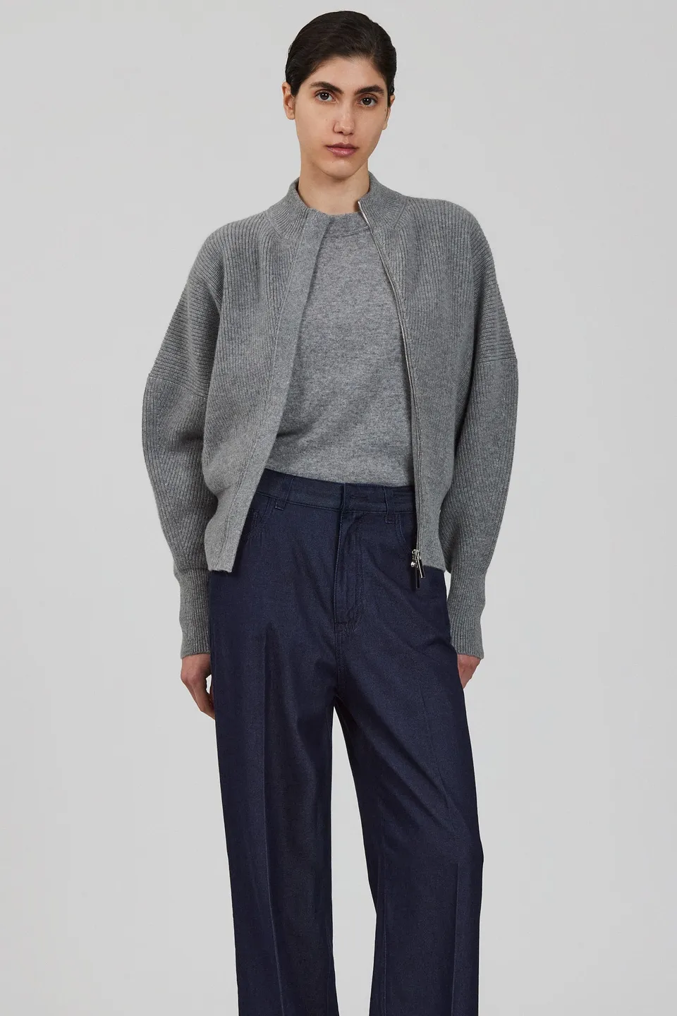 Sa Su Phi Minerva cardigan bomber zip cashmere nero