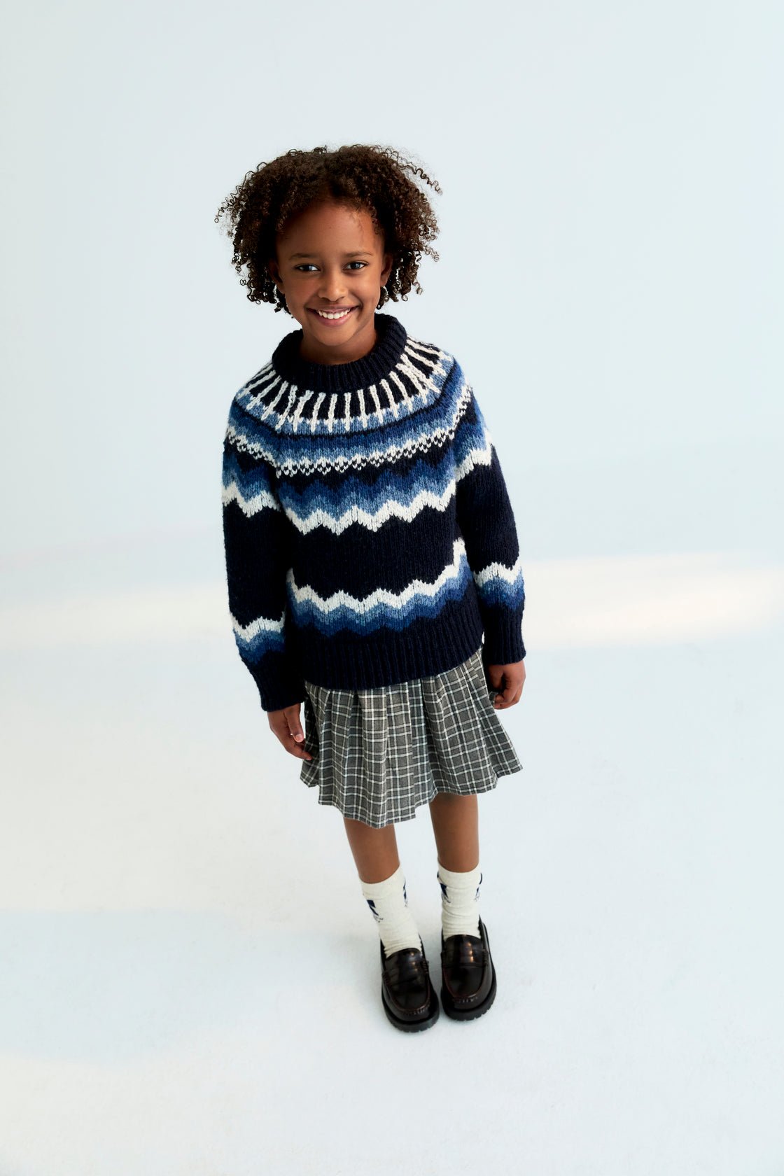 THE NEW SOCIETY Martina gonna a pieghe Galactic Grey Check cotone