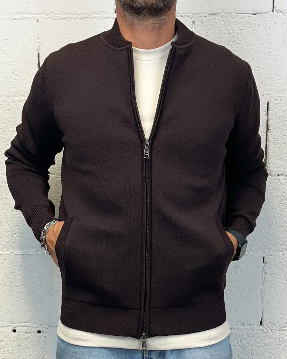 ONLYONE OVER-D Bomber Tasche Filetto maglia moro