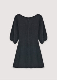 The New Society Galium Short abito corto lino nero