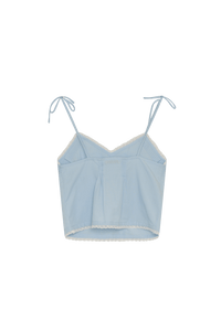 THE NEW SOCIETY Amaryllis Soft Sky top lino spalline regolabili