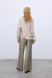The New Society Saffron pantaloni donna oro gamba larga tasche
