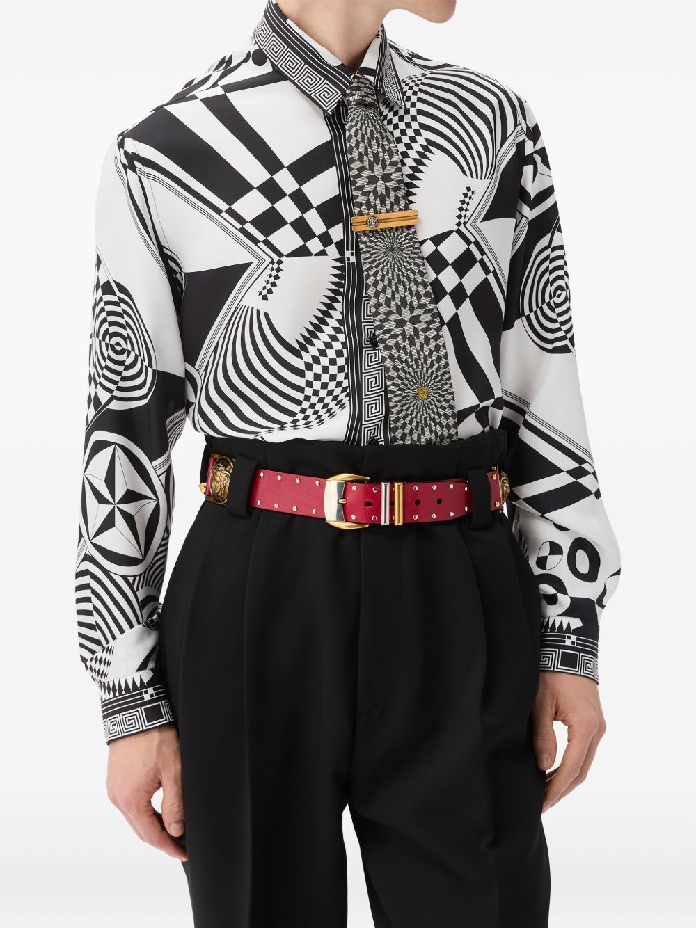 Versace 1024520 camicia uomo nero bianco