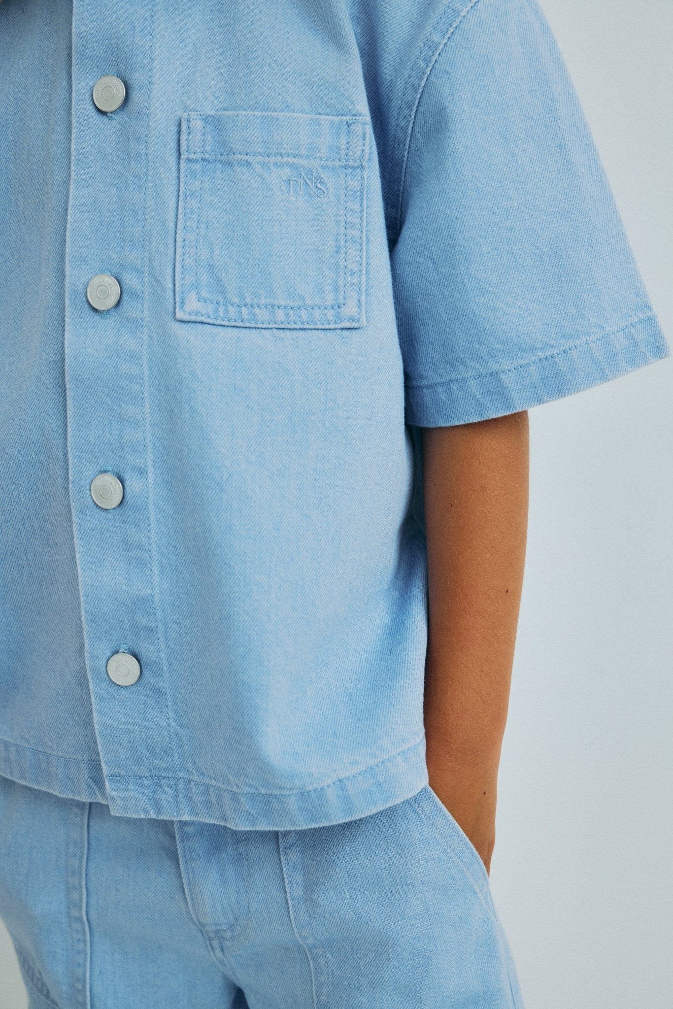 The New Society Ginger camicia bambino denim chiaro