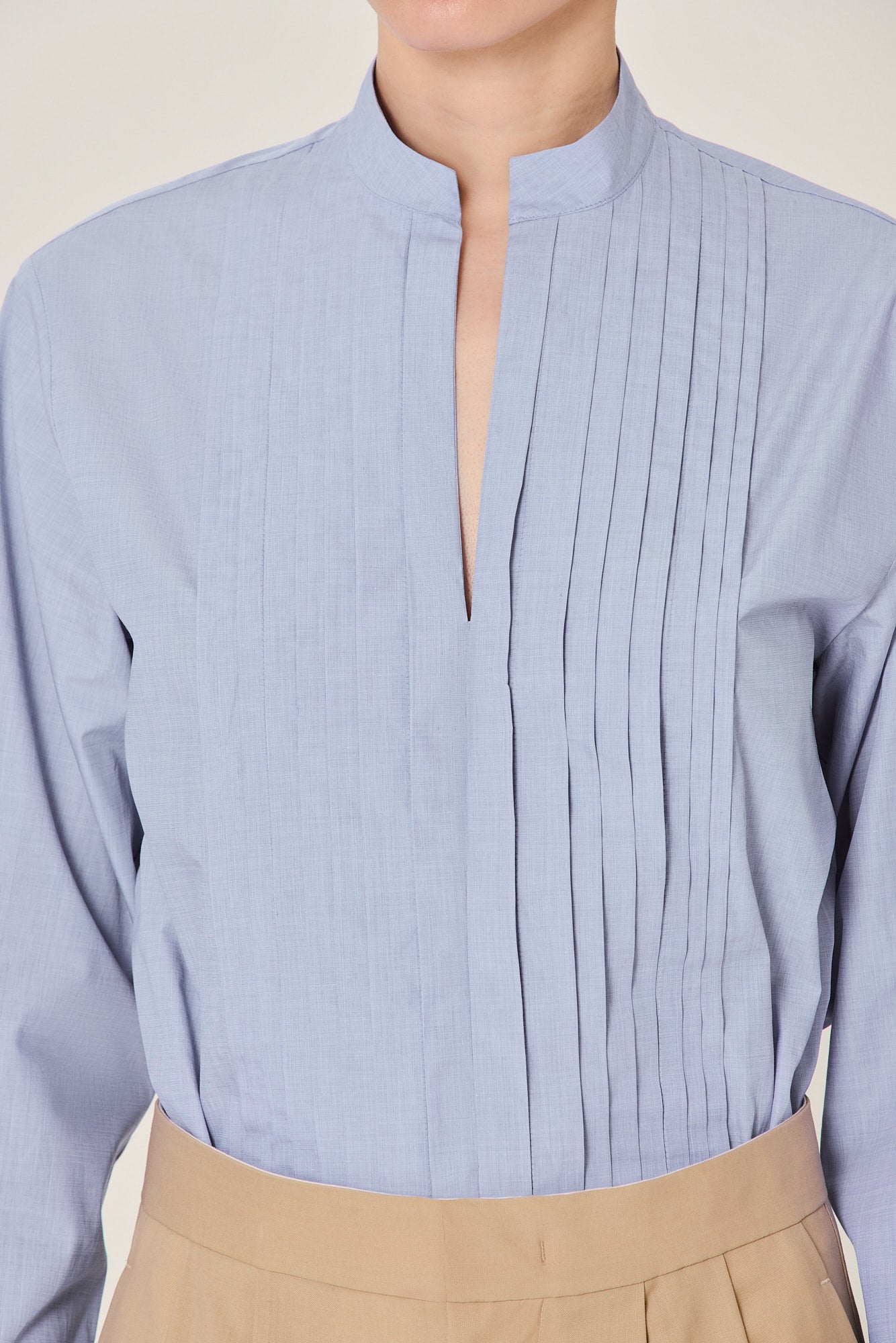 Sa Su Phi Petra camicia smoking cotone azzurra