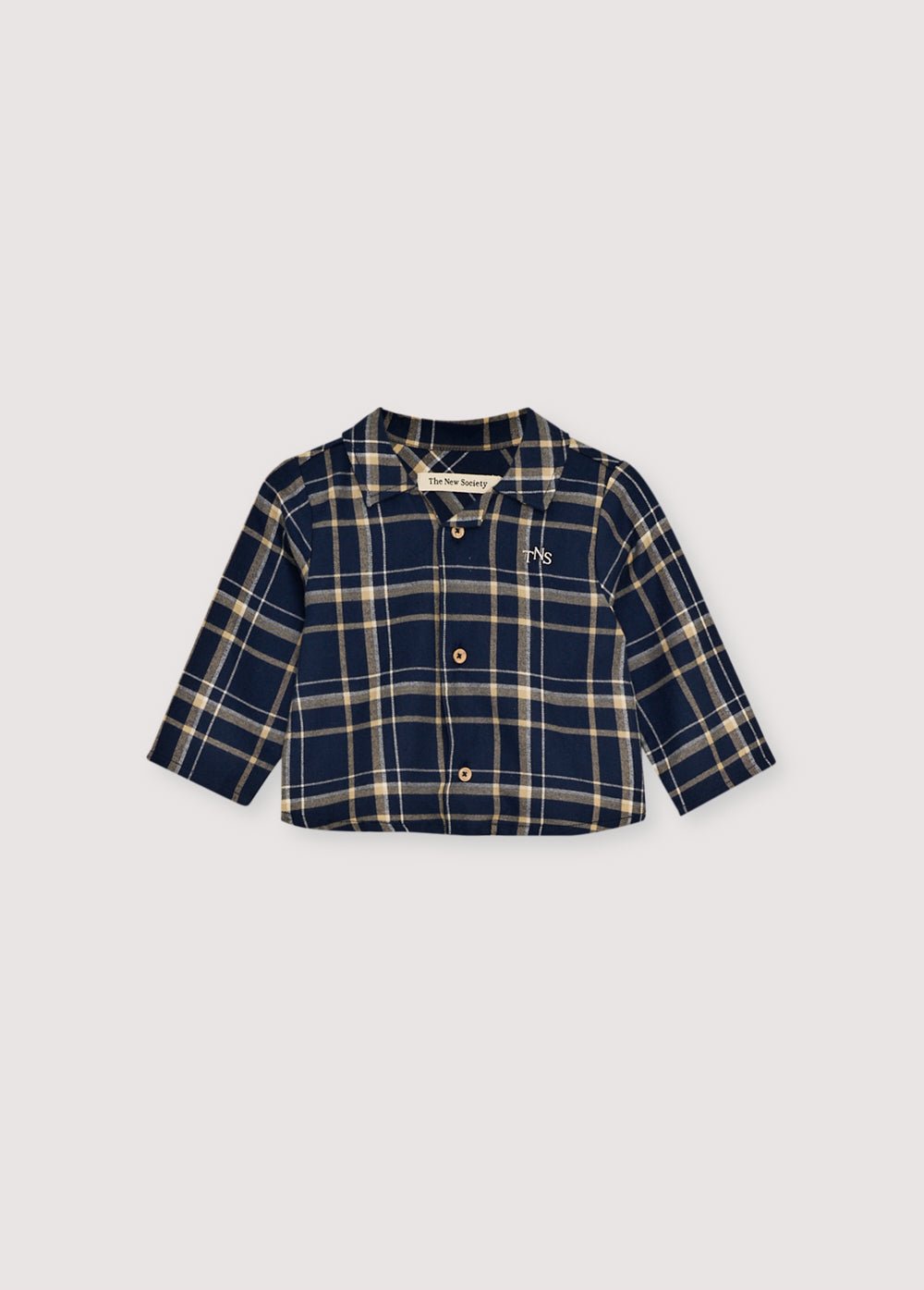 The New Society John camicia quadri baby blu cotone