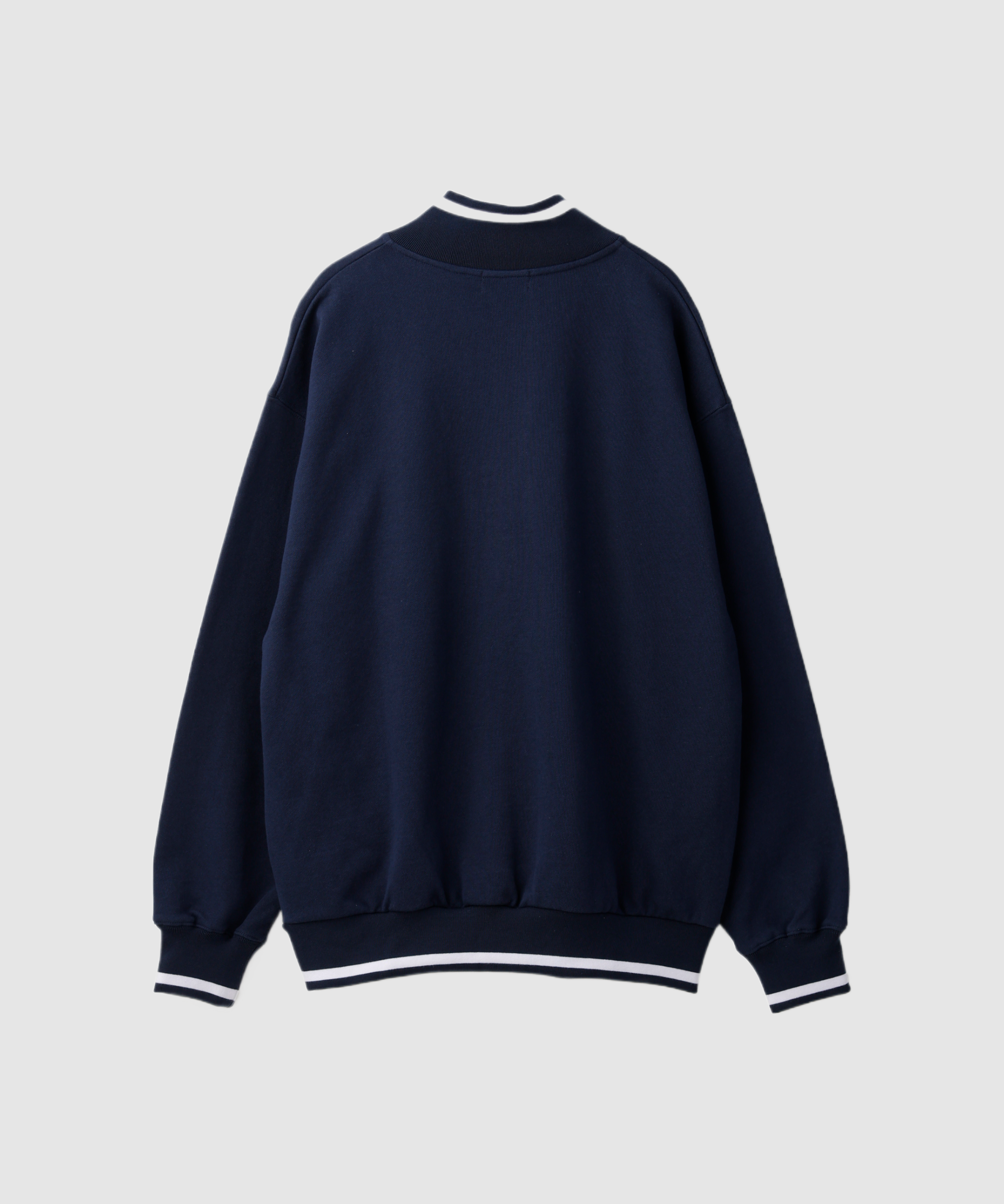 X-Large Striped Rib Half Zip felpa mezza zip cotone