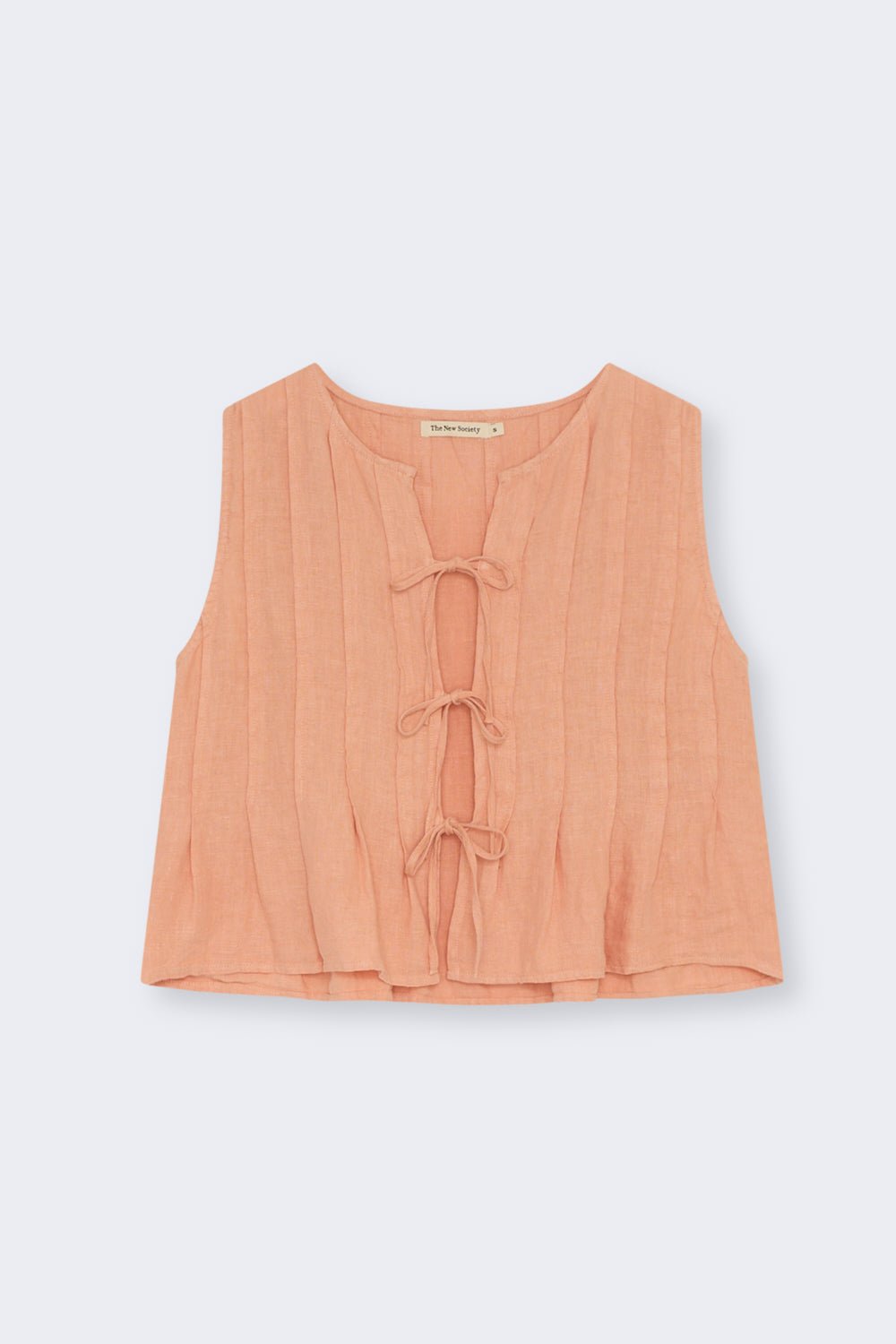 The New Society Melissa camicia donna pesca lino con lacci