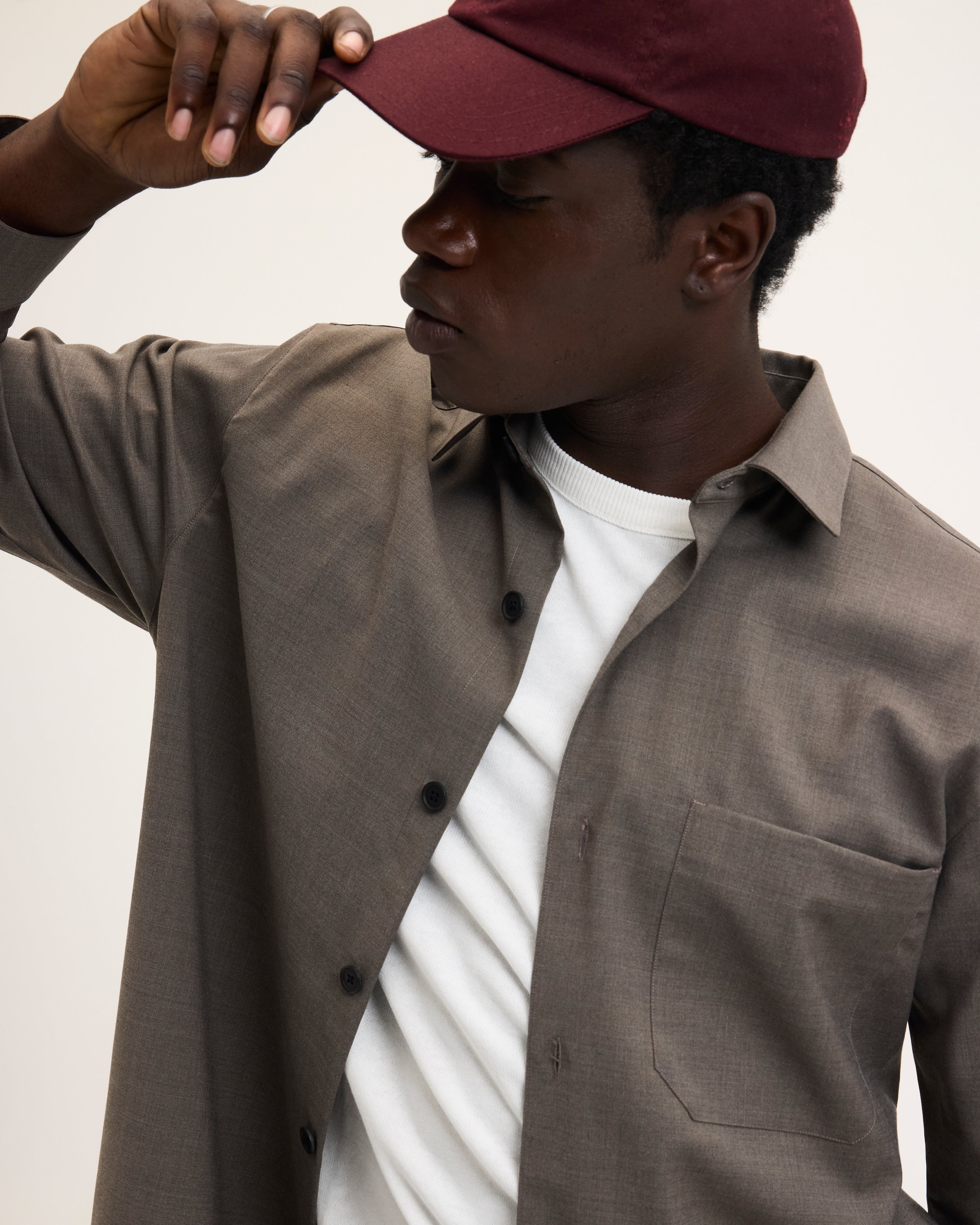 Goodpeople Simon Cool Wool camicia mocca lana