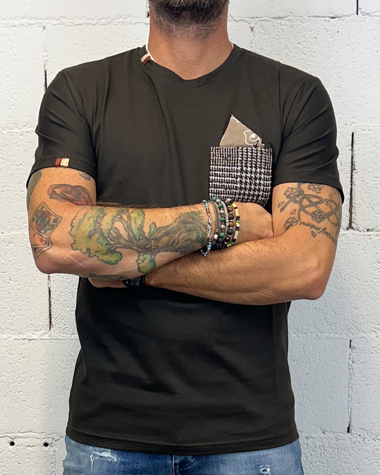 ONLYONE OVER-D Taschino Contrasto T-Shirt Moro Slim