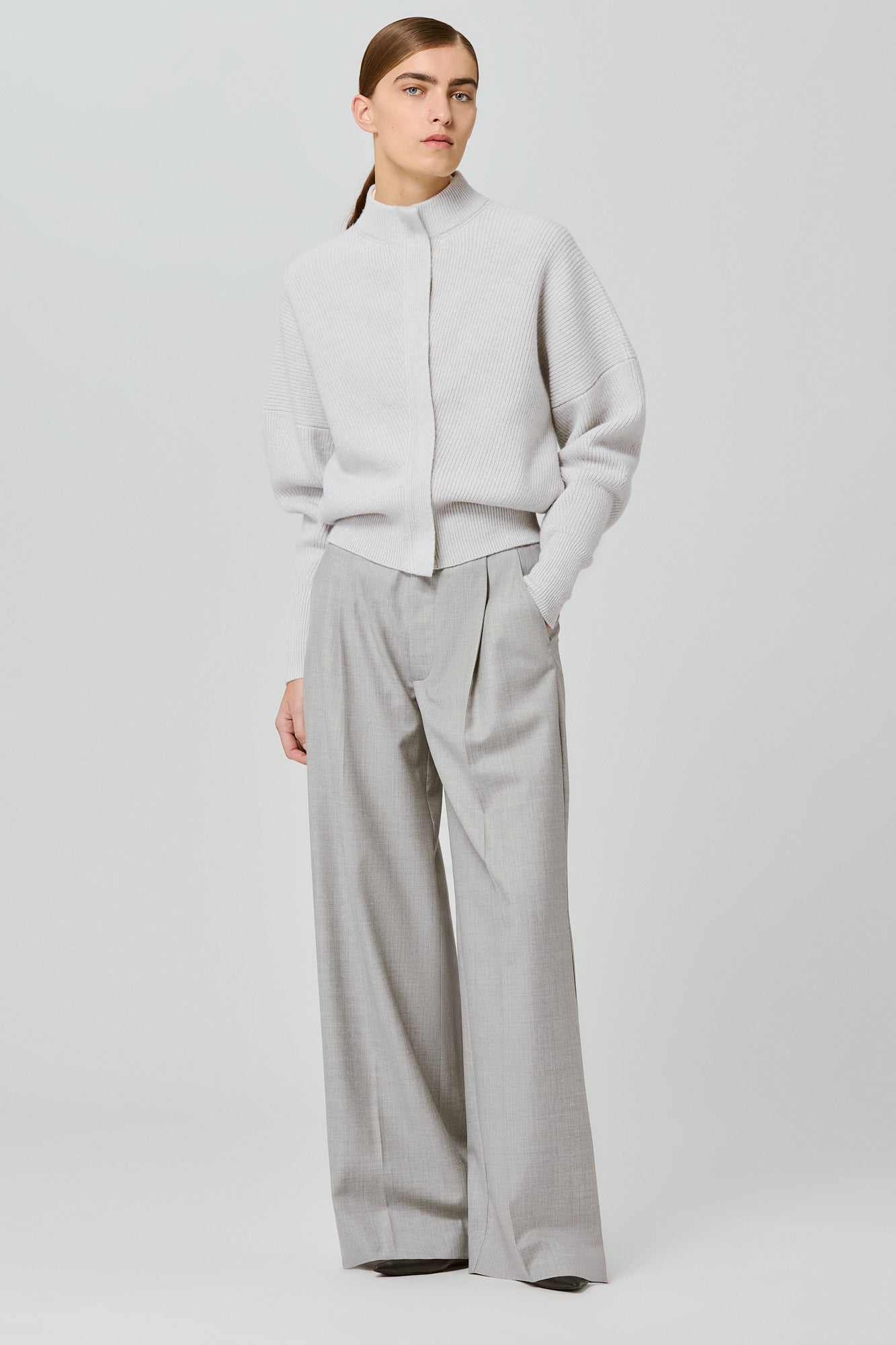 Sa Su Phi cardigan coste cashmere ghiaccio con zip